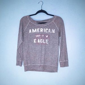American Eagle Gray Long Sleeve Top Small Shirt